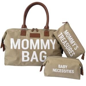 Mommy Bag Beige Stone Large Duffle Bag Overnight Tote Bag with Pouches